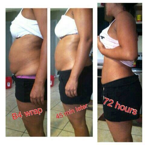 Our wraps tighten and tone in as little as 45 min with full results in 72 hours!!!!
http://trishtightentone.myitworks.com