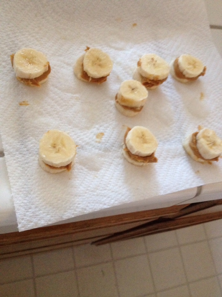 Slice banana(s) and put peanut butter in between two slices