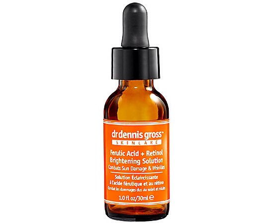 Non-Irritating Retinoid
"Dr. Dennis Gross Skincare Ferulic Acid + Retinol Brightening Solution is a favorite serum of mine. Formulated with proven anti-aging ingredients, it delivers results without irritating skin!"
Try:
Dr. Dennis Gross Skincare Ferulic Acid + Retinol Brightening Solution $85