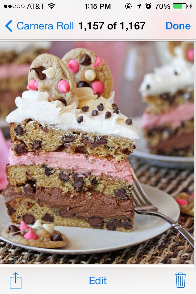 ✨✨Neopolitan Chocolate Chip Cookie Cake✨✨🍫🍪🎂🍰