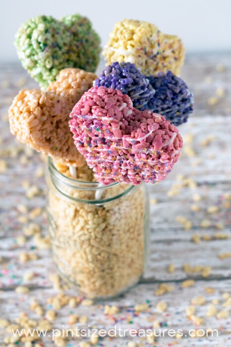 Heart-shaped Rice Krispie Treat Pops!!! 