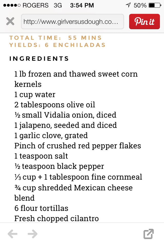 Jalapeno And Sweet Corn Enchilladas!