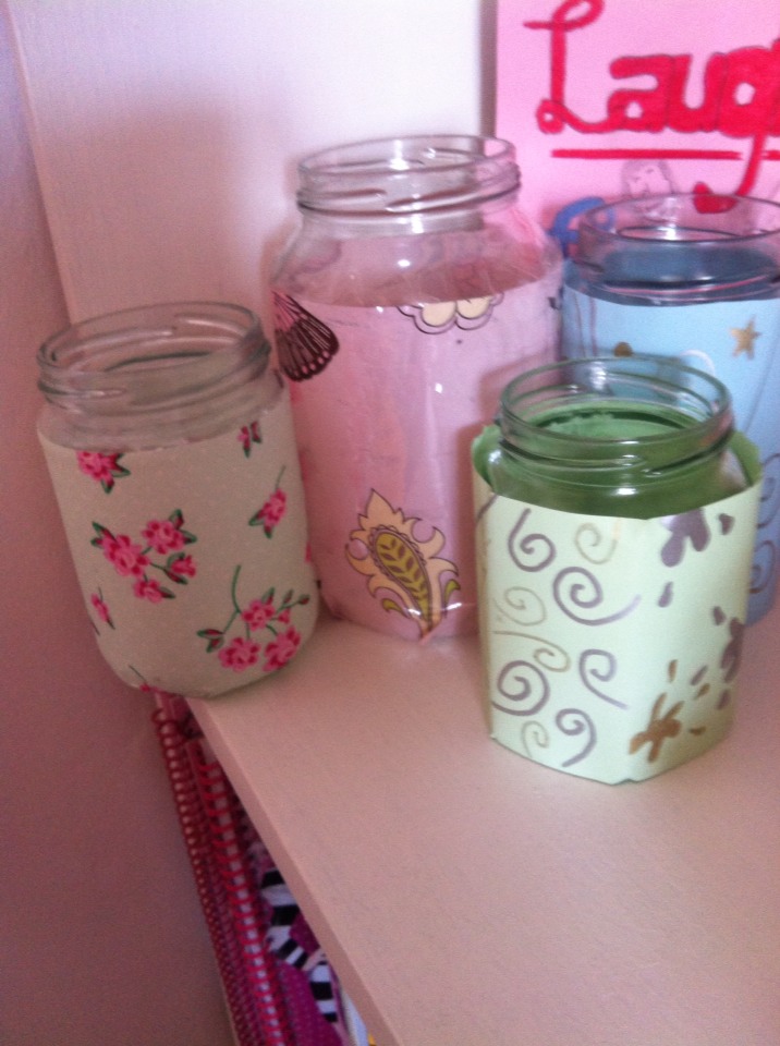 Decorated jars make perfect candle holders