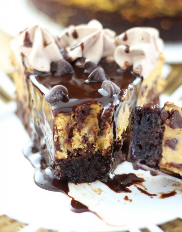 Pumpkin Chocolate Chip Brownie Cheesecake 