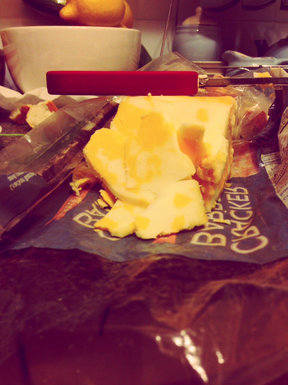 Slice your cheese.
Quick Tip: Use a peeler to quickly cut your cheese.