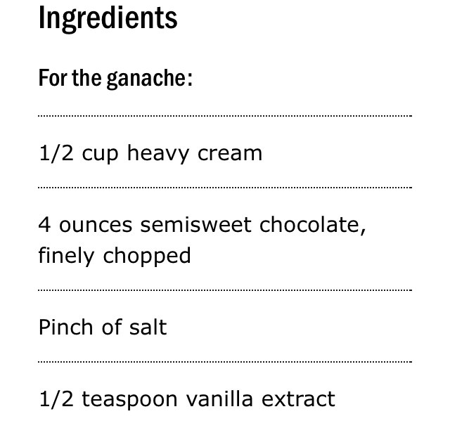 Ingredients (ganache) 
