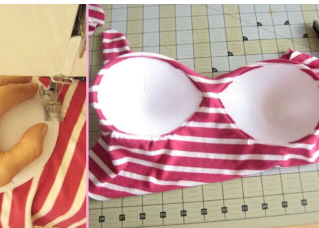 Strapless bras are an amazing product, but aren't always reliable. If you want to confidently wear a backless dress with a bra, try sewing the front half of a cheap strapless bra into the dress itself.