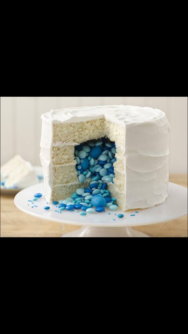 Make each layer individually and then cut out the centers except for the top and bottom layers and fill them with any type of candy! Kids love it!!