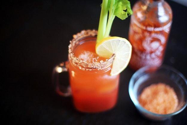 1. A Delicious Bloody Mary
This drink is super versatile (not just for brunch!), and while there are tons of ways to jazz it up with insane garnish, a basic yet delicious Bloody Mary is easy to make.