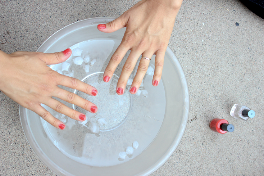 To dry your nails quick put them under cold water