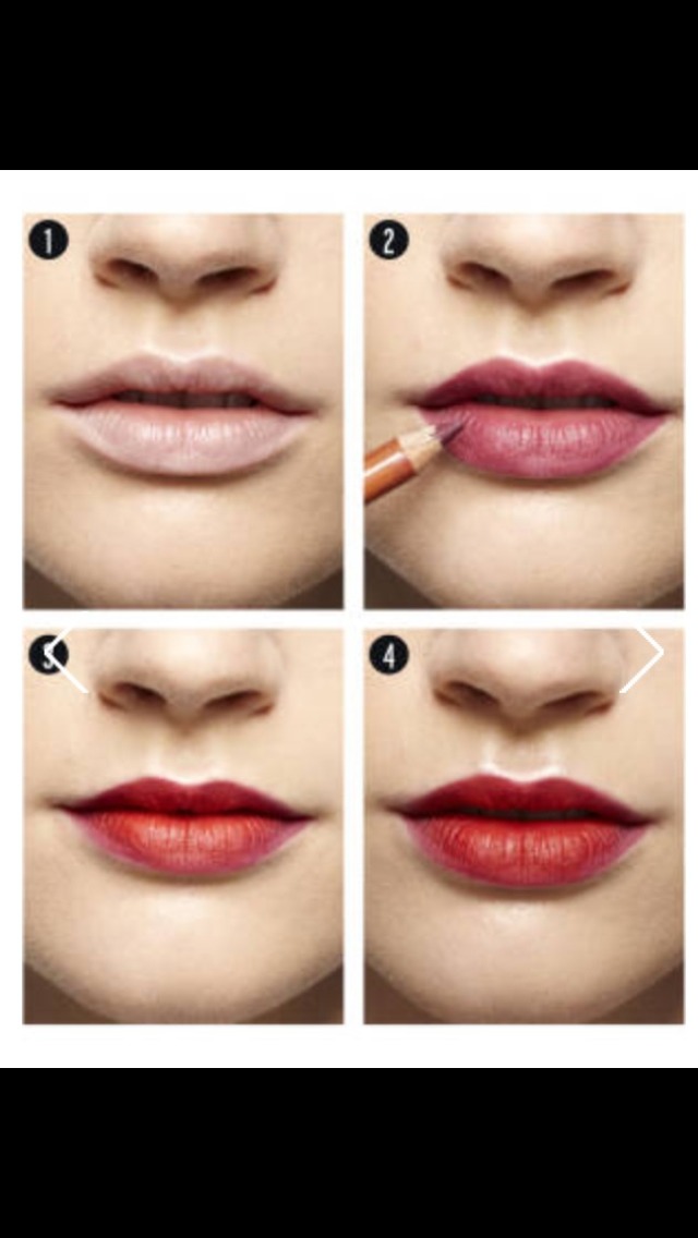 INSTA-GLAM RED LIP
Step 1: Trace lips with a colorless liner (try Too Faced Borderline) to create a no-budge barrier.


Step 2: To add depth and make lips look fuller, fill in pout with a lipliner a touch darker than the lipstick hue.


Step 3: Apply lipstick. Blue-based reds complement fair complexions; orange-reds work well with darker tones.


Step 4: Dab highlighter over the cupid’s bow to accentuate the arch.