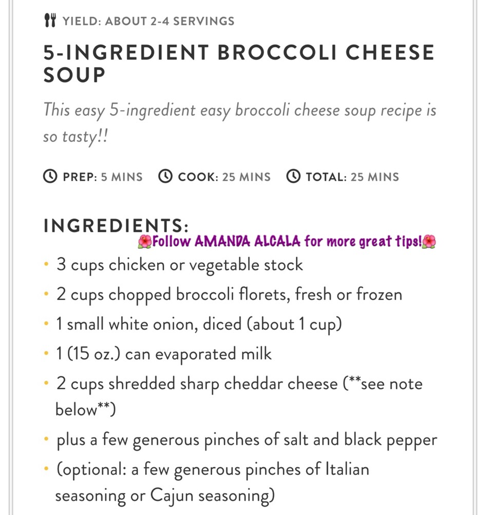 🔹🔹 5 Ingredient Broccoli Cheese Soup! 🔹🔹 #tipit