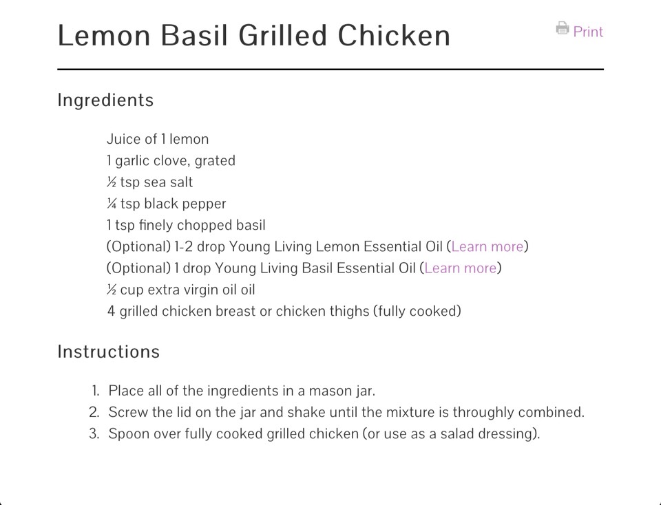 Lemon Basil Grilled Chicken 