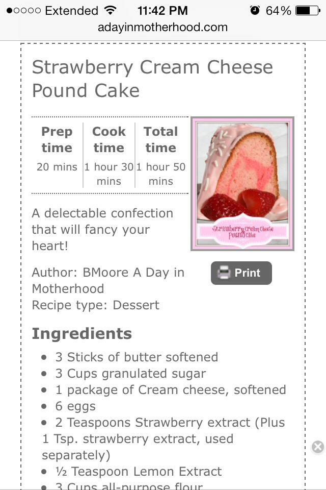 Strawberry Cream Cheese Pound Cake