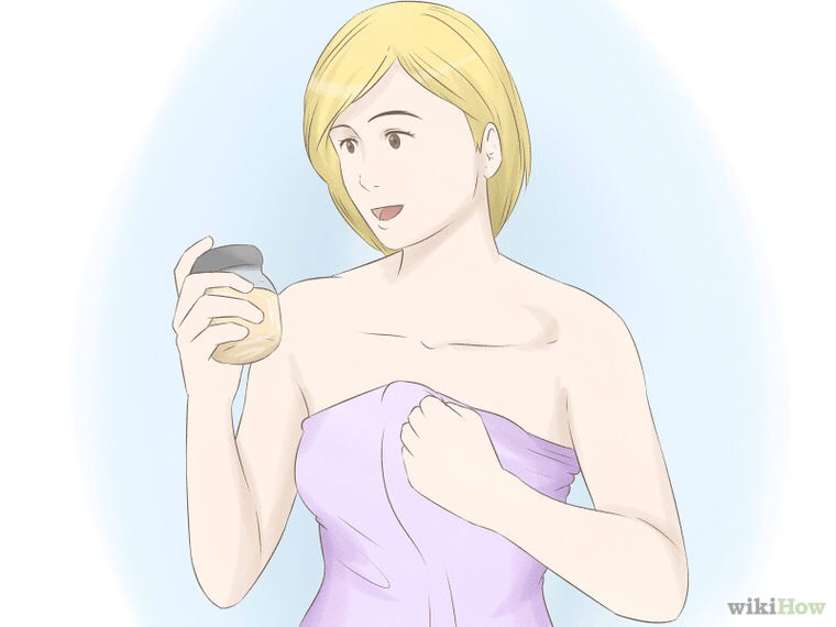 Get a small container and fill it with the coconut oil. (you will need to keep it in the shower with you)