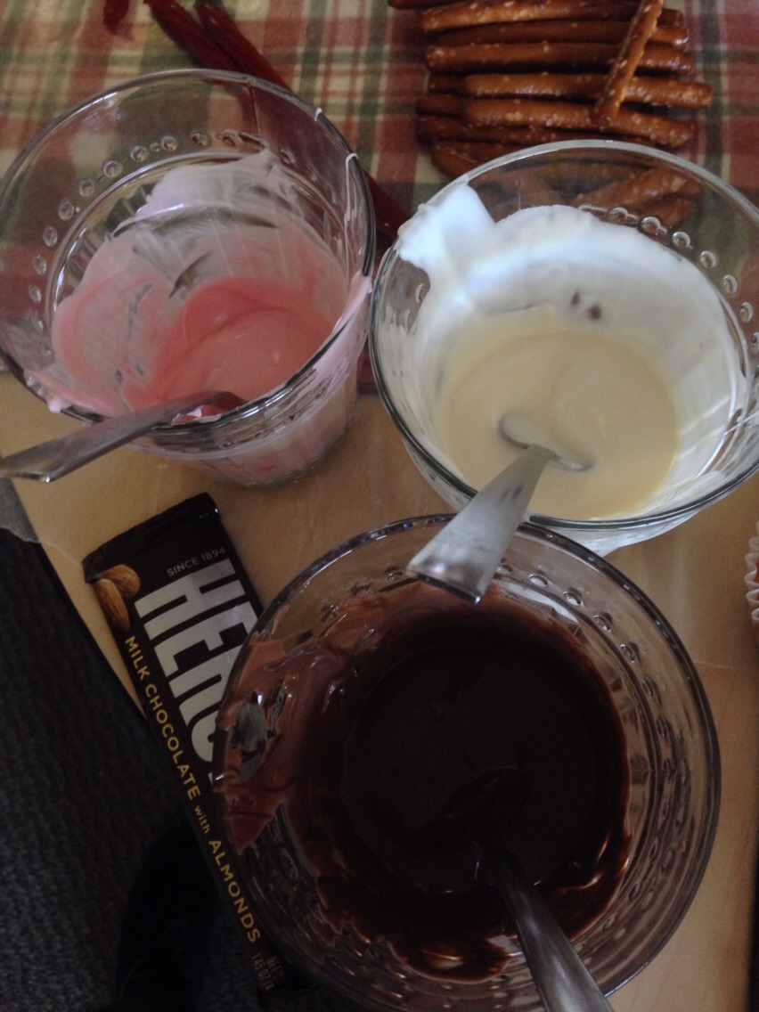 I used white chocolate as well. The pink was made with white chocolate, just add some food coloring.