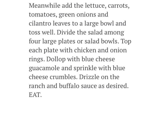 Healthy Crispy Onion Ring Buffalo Chicken & Blue Cheese Salad 