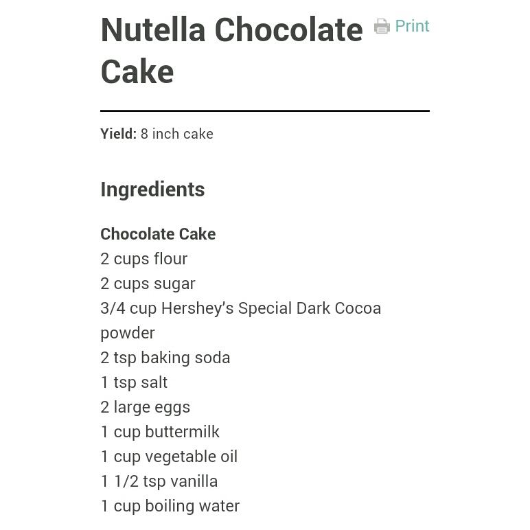 Nutella Chocolate Cake