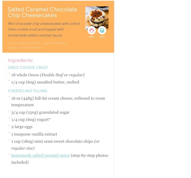 ππππAMAZING Salted Carmel Chocolate Chip Mini Cheesecakes!!!!(:ππππ