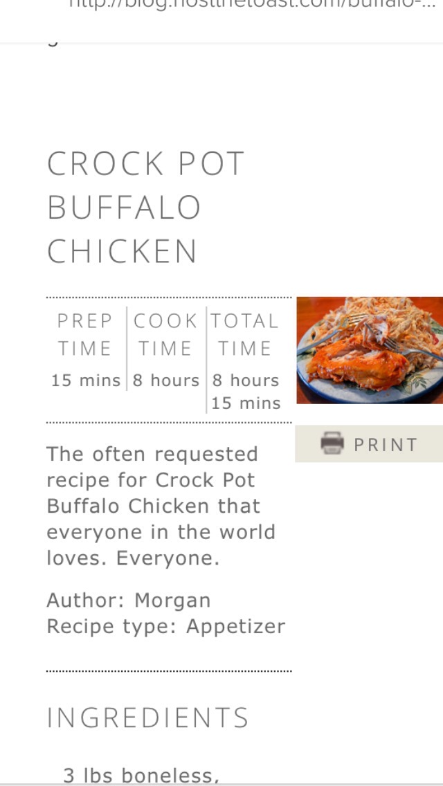 Crock Pot Buffalo Chicken 