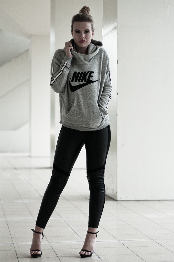 Leggings and a hoodie make a cute outfit for lazy days