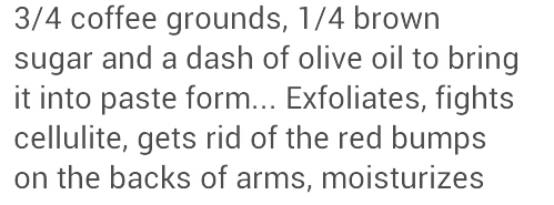 Coffee grounds body scrub