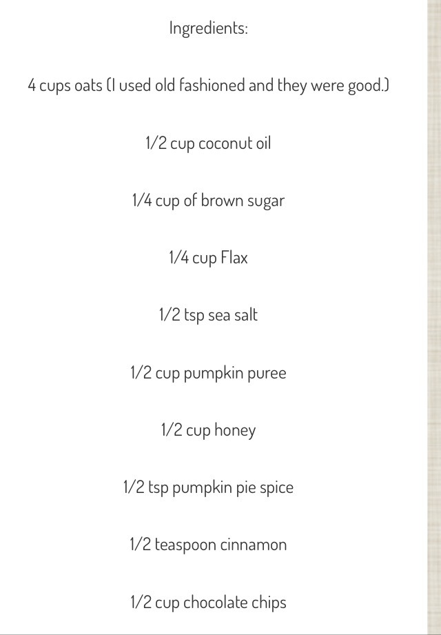 Pumpkin Chocolate Chip Granola Bars๐