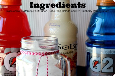 These 3 drinks work well, for example. Make sure they are red, white and blue.