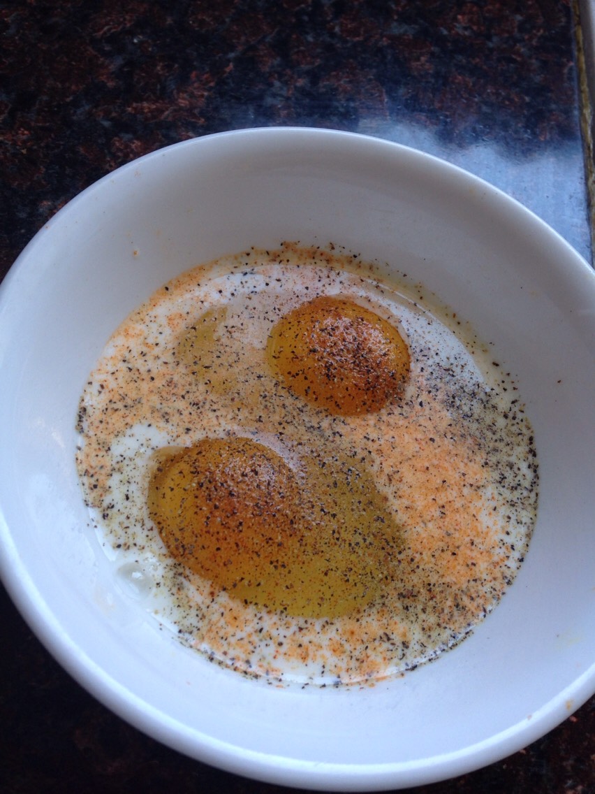 While that's going crack some eggs & add some seasoning in then scrabble.
(I also like to add some milk into my eggs)