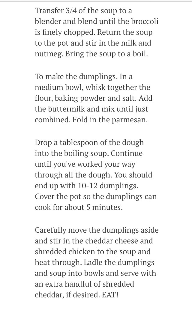 Broccoli Cheddar Chicken and Dumpling Soup