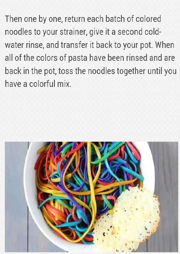 Rainbow Pasta With Parmesan Cheese Clouds! 