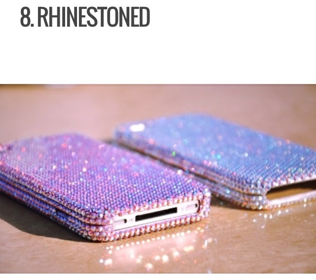 If you're more of the glitz and glam type, then you couldn't possibly go wrong with rhinestones. Granted, they can be tiny so this one can be a little tedious. But you don't have to cover your entire phone, maybe just a little stone here and there - I like the cascading effect personally