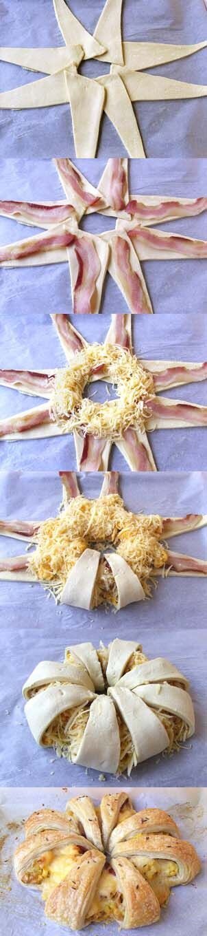 🎀💥💢BACON EGG & CHEESE WREATH RECIPE💢💥🎀