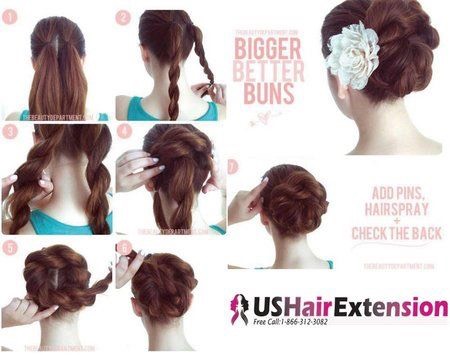 Make two rope twists and then pull them to add more volume and then wrap and pin them.