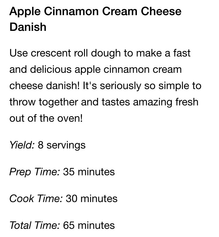 Apple Cinnamon Cream Cheese Danish