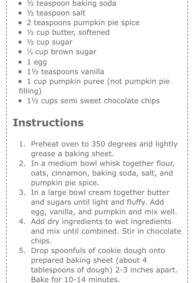 Pumpkin Oat Chocolate Chip Cookies