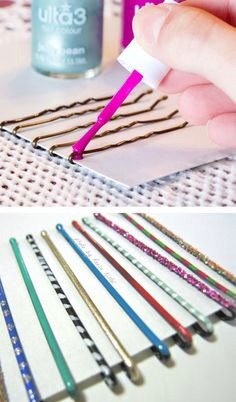 #5 use nail polish to design bobby-pins to make a statement to your hair