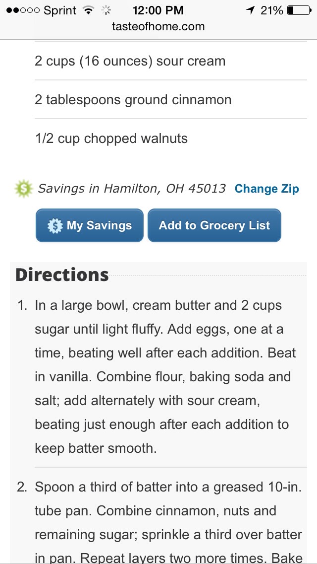 Cinnamon Coffee Cake Recipe