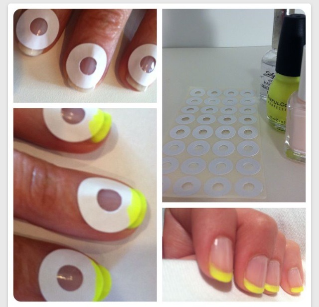 1. Get one of those hole things ( not sure what there called sorry ☺️)
2. Paint at the top of the hole thing a colour you like
3. Take off the hole thing, then your look is complete :)