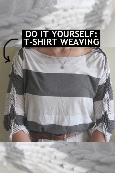 15. Add an extra flair to your outfits by weaving your t-shirts.