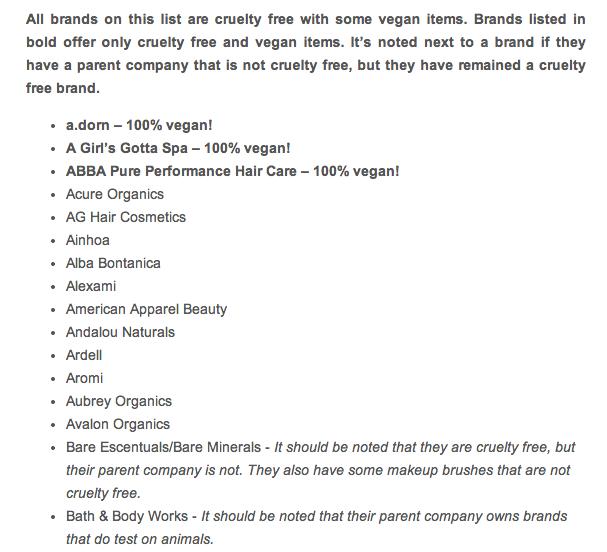 List Of CRUELTY FREE AND VEGAN Beauty Brands!!