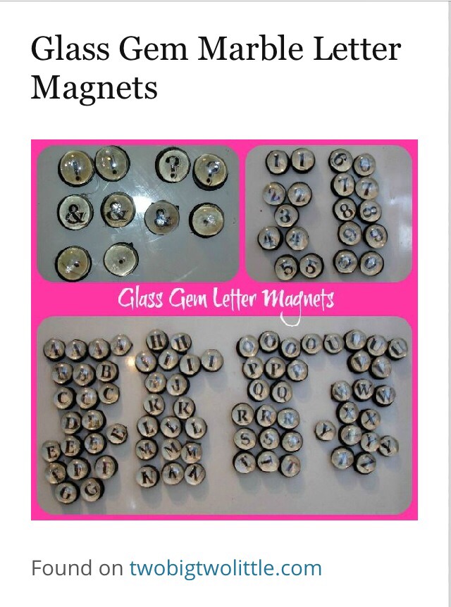 -> For the instructions go to; 
http://www.twobigtwolittle.com/2013/01/glass-gem-marble-letter-magnets.html