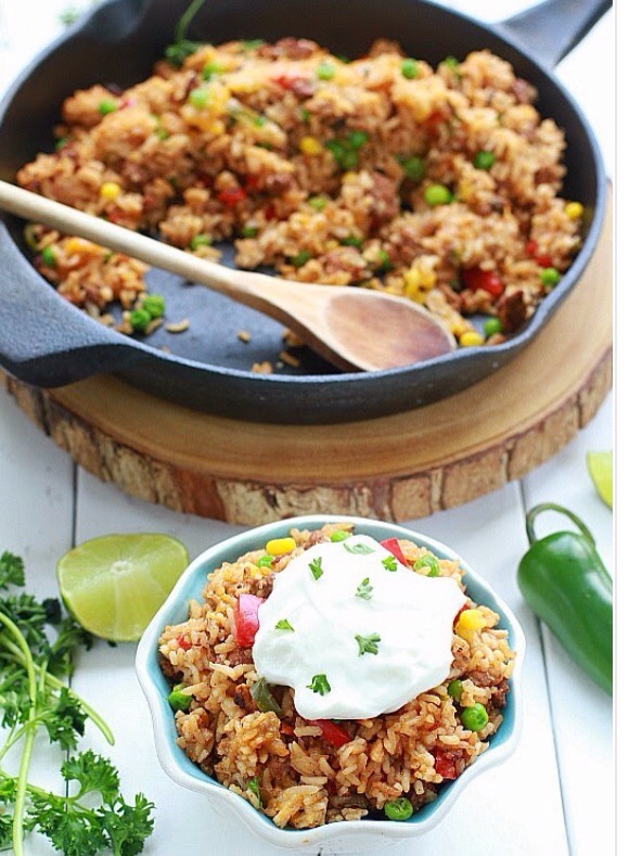One pan mexican rice skillet