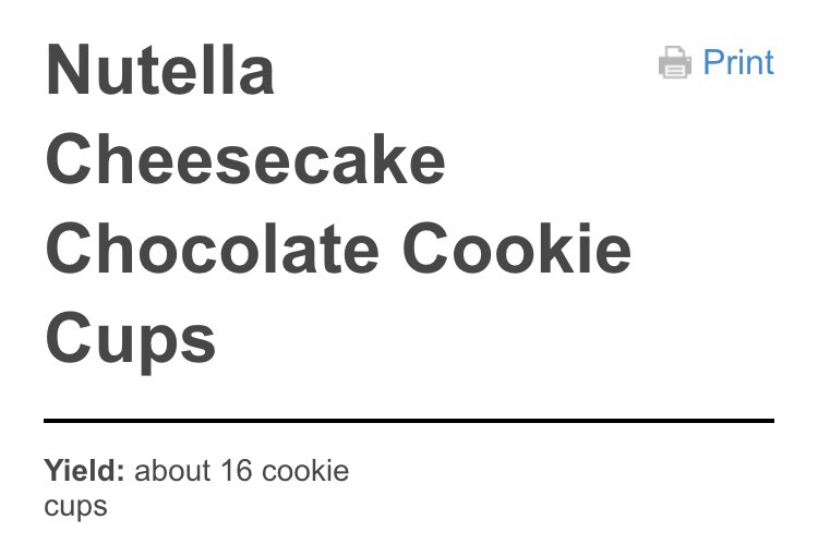 Nutella Cheesecake Chocolate Cookie Cups 