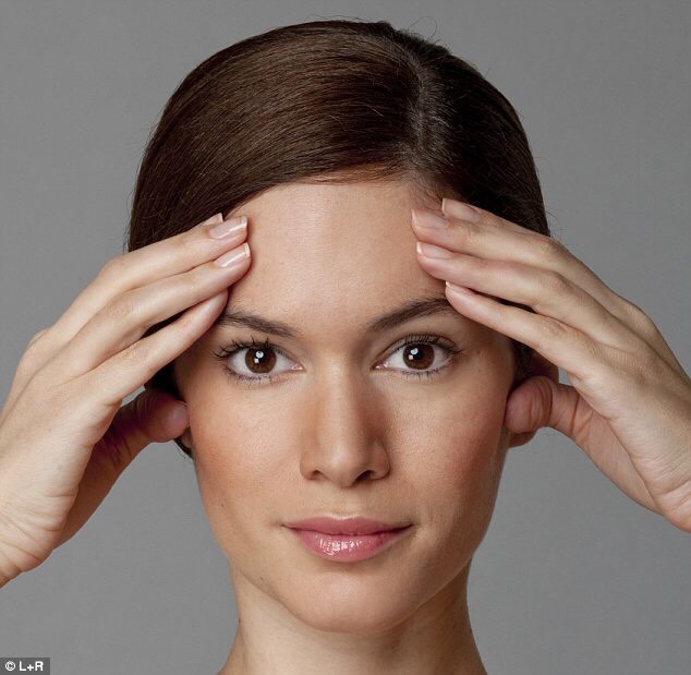 Forehead push 
1.Sit up straight.
2. Place your palms on your forehead 3.Push your forehead against your palms, using the resistance to engage your neck muscles. 
4. Lift your chin slightly, and gently clench the back teeth as you push. Hold for four to five seconds and release. 