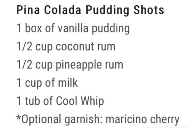 Pudding Shots! 5 Different Flavors!