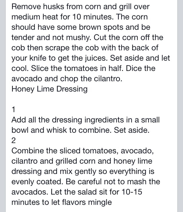 Grilled Corn Tomato And Avocado Salad!!