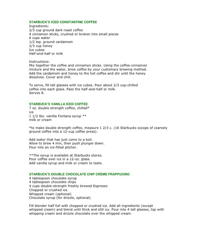 Starbucks Drink Recipes