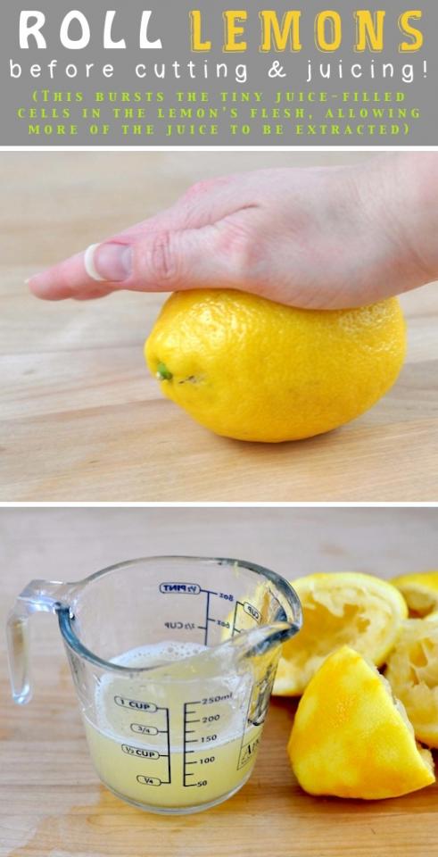 18. Rolling Citrus Fruit
If you roll while applying a bit of pressure to your citrus fruits (lemons, limes, oranges, etc.), you will get so much more of that yummy juice.