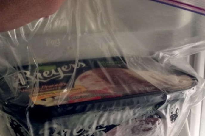 Keep ice cream soft:
Put the ice cream in a gallon zip lock bag and then put the bag in the freezer. It will taste like when you opened it!